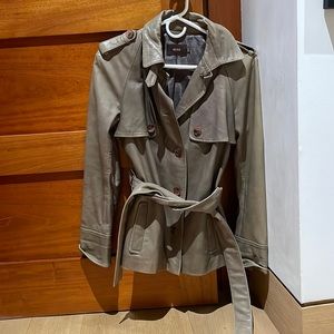 Reiss Grey/taupe Leather jacket. Trench style.